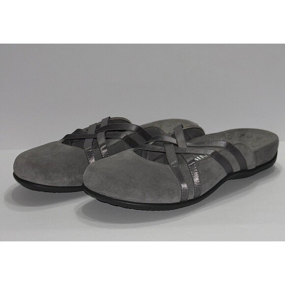 Vionic Clair Mules Sandals Womens 8 Slip On Gray Suede Flat Arch Support Comfort - Picture 9 of 16